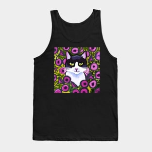 Cat in a flower field Tank Top